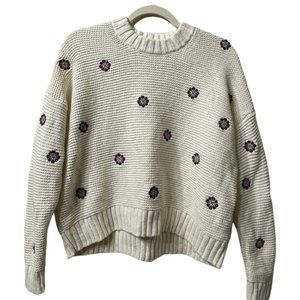 Madewell Embroidered Floral Feminine Knit Pullover Sweater Size (Small)